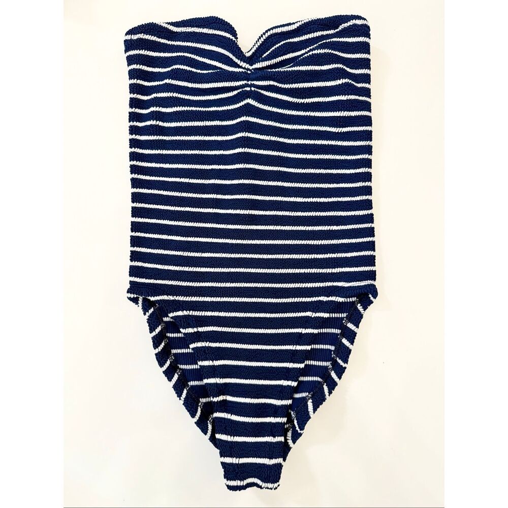 Hunza G Navy and White Striped One-Piece Swimsuit